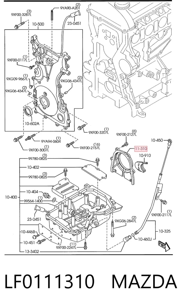 Uszczelniacz wału korbowego silnika tylny LF0111310 Mazda