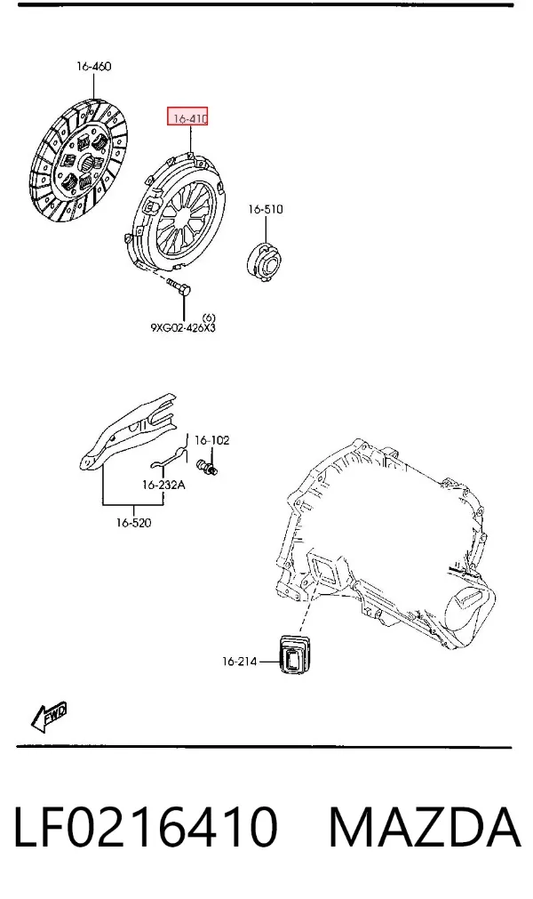 Docisk sprzęgła LF0216410 Mazda