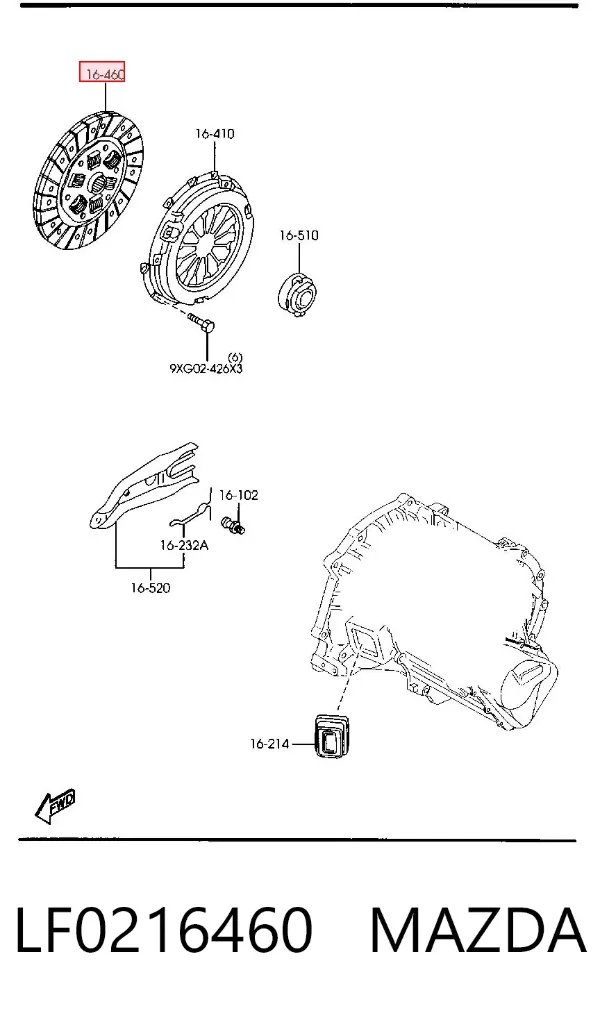 Tarcza sprzęgła LF0216460 Mazda