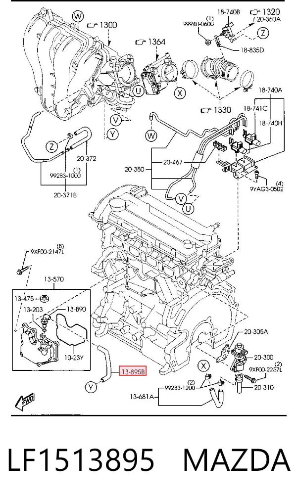 Króciec układu recyrkulacji spalin LF1513895 Mazda