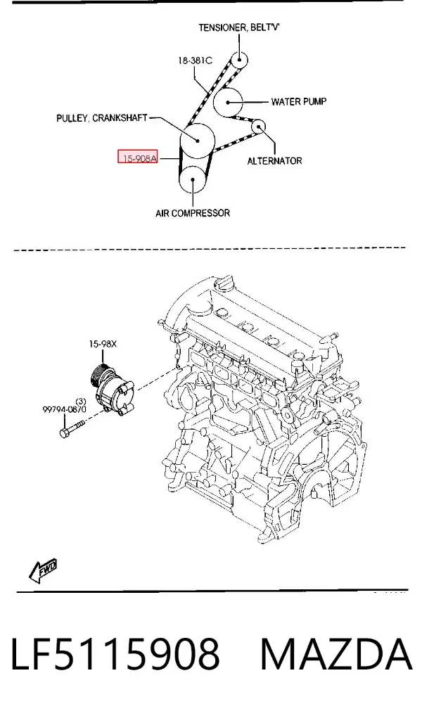 Pas napędowy mechanizmów LF5115908 Mazda