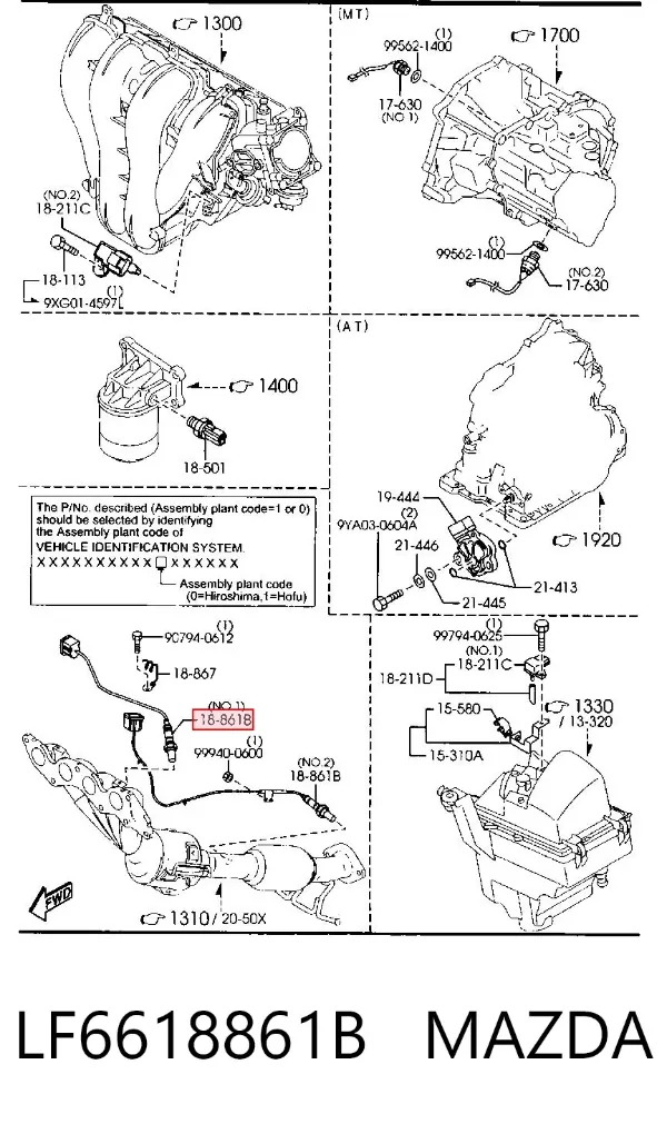 Sonda lambda czujnik tlenu przed katalizatorem LF6618861B Mazda