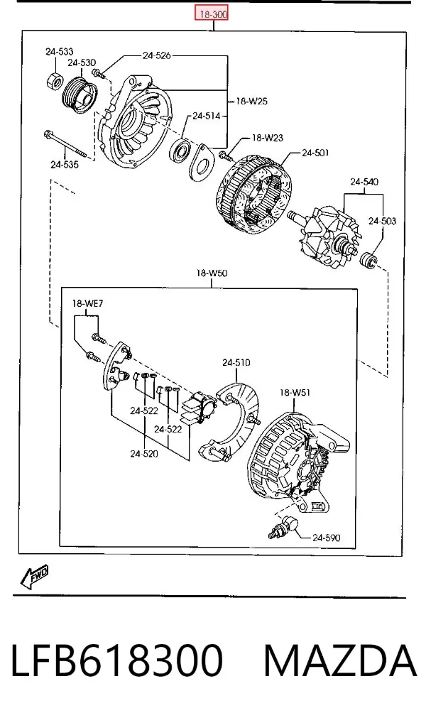 Alternator LFB618300 Mazda