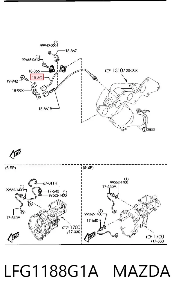 Sonda lambda czujnik tlenu przed katalizatorem LFG1188G1A Mazda