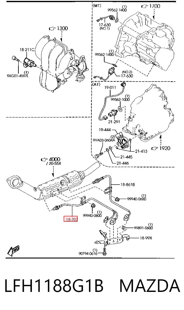 Sonda lambda czujnik tlenu przed katalizatorem LFH1188G1B Mazda