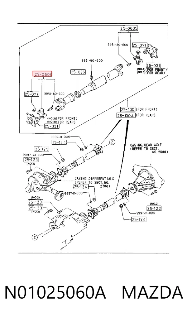 Krzyżak wału Cardana tylnego N01025060A Mazda
