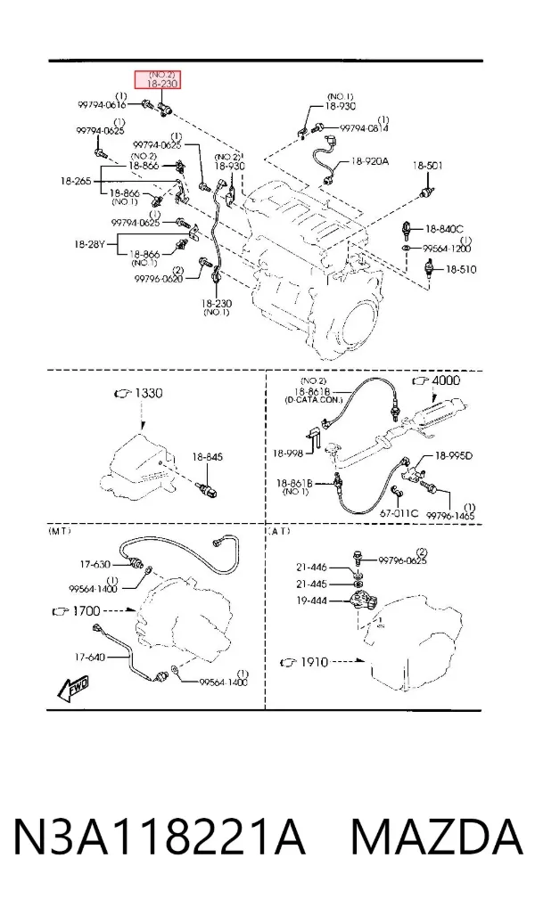 Czujnik położenia wałka rozrządu N3A118221A Mazda