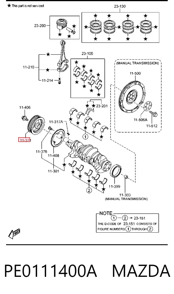 Koło pasowe wału korbowego PE0111400A Mazda