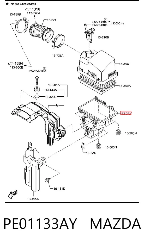 Obudowa filtra powietrza dolna część PE01133AY Mazda
