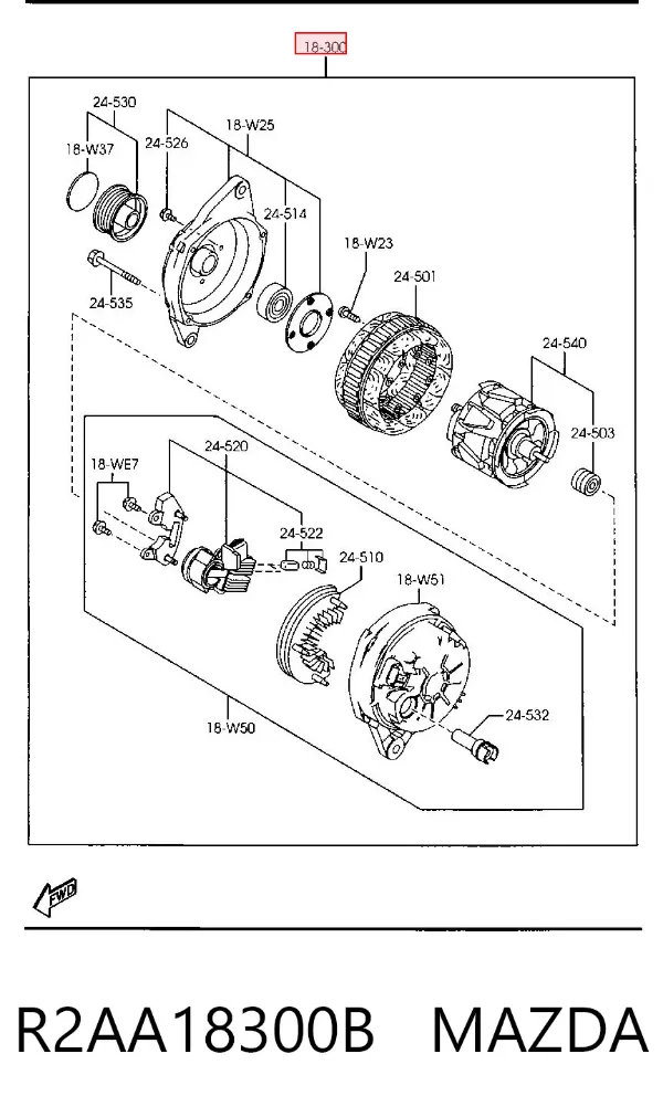 Alternator R2AA18300B Mazda