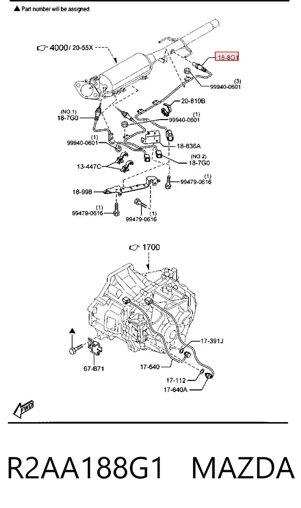 Sonda lambda, czujnik tlenu R2AA188G1 Mazda