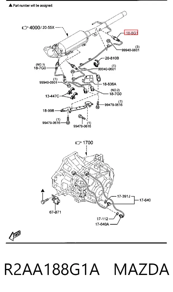 Sonda lambda, czujnik tlenu R2AA188G1A Mazda