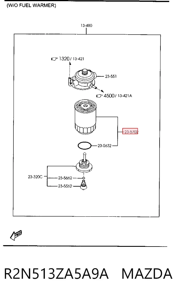 Filtr paliwa R2N513ZA5A9A Mazda