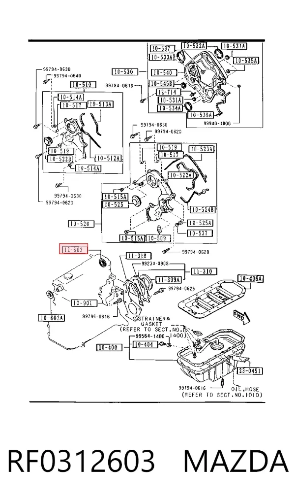 Uszczelniacz wałka rozrządu silnika RF0312603 Mazda