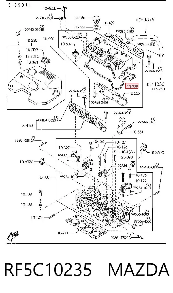 Uszczelka pokrywy zaworowej silnika RF5C10235 Mazda