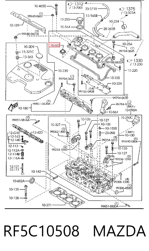 Zestaw naprawczy wtryskiwacza RF5C10508 Mazda