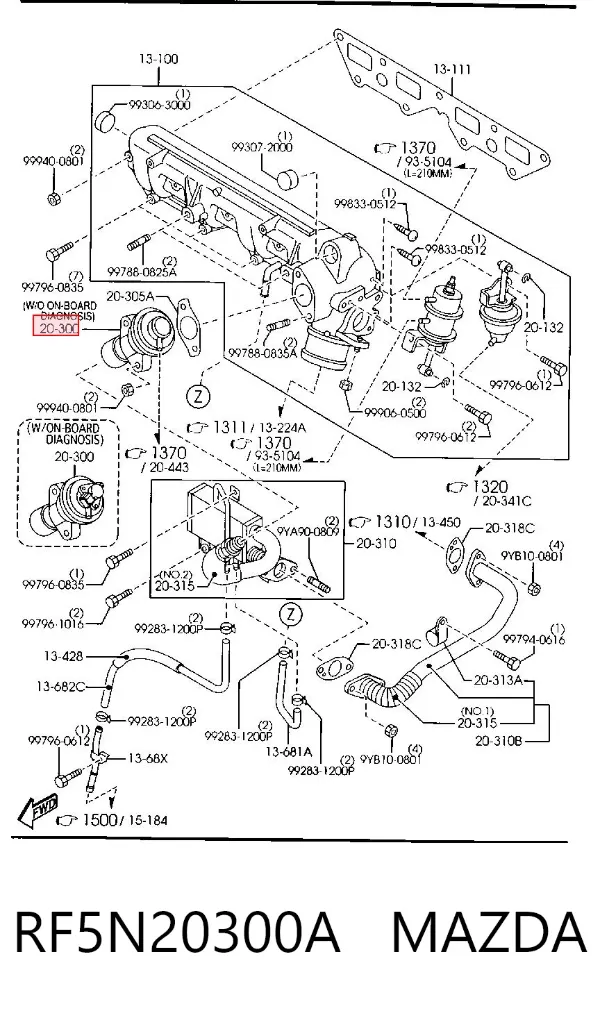 Zawór recyrkulacji spalin EGR RF5N20300A Mazda