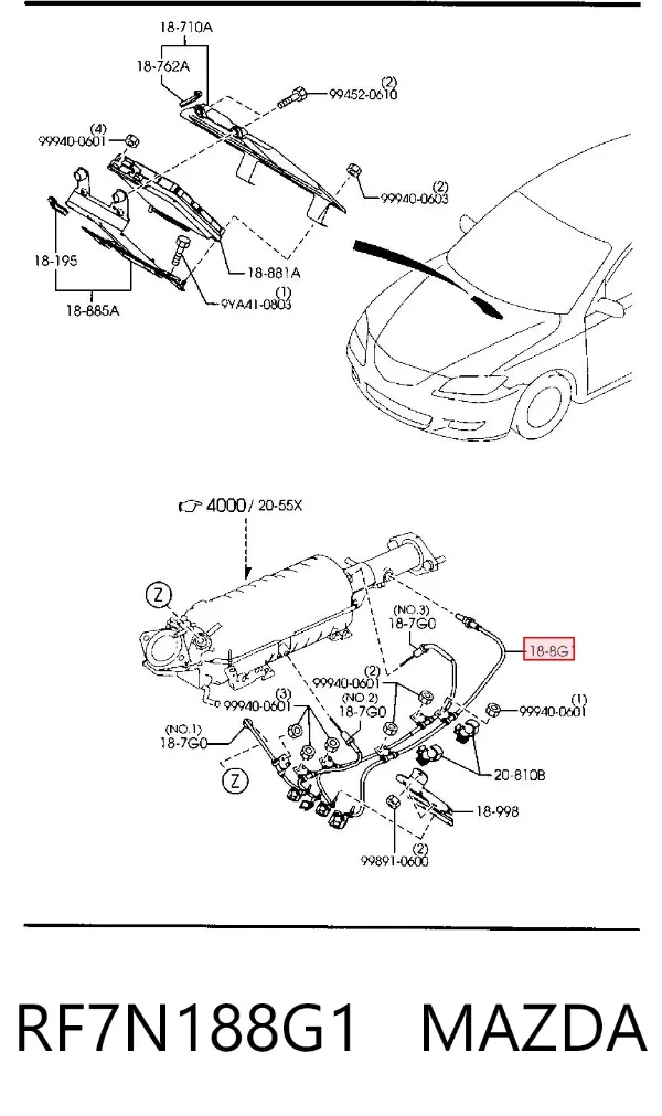 Sonda lambda czujnik tlenu po katalizatorze RF7N188G1 Mazda