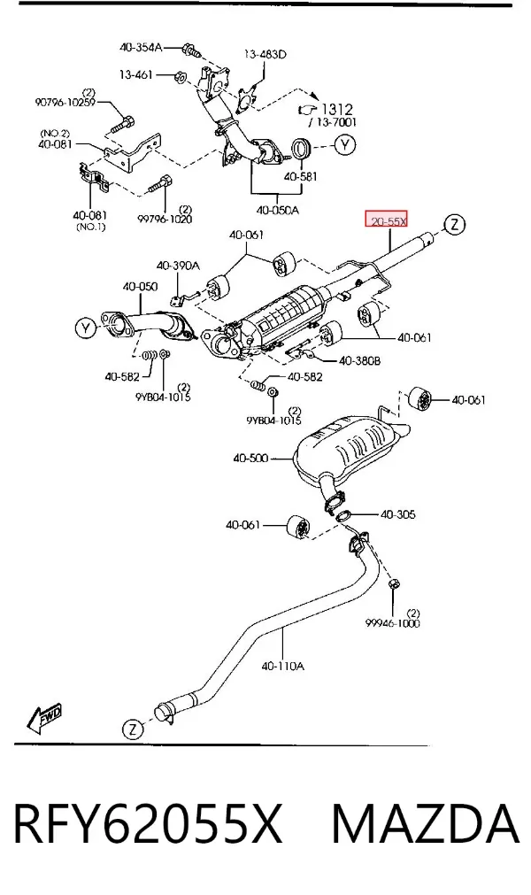 Konwerter-katalizator RFY62055X Mazda