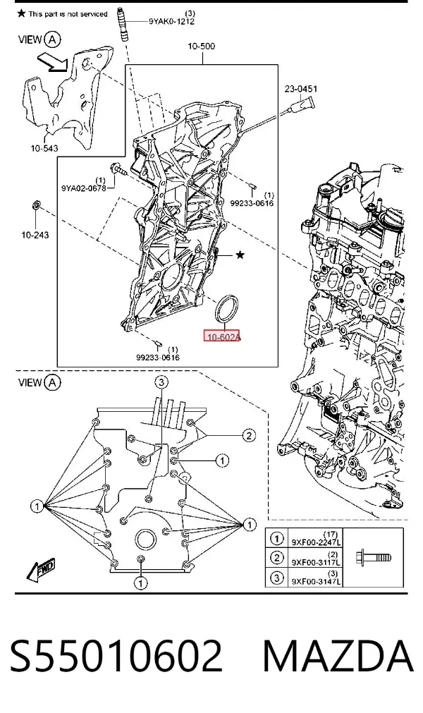Uszczelniacz wału korbowego przedni S55010602 Mazda