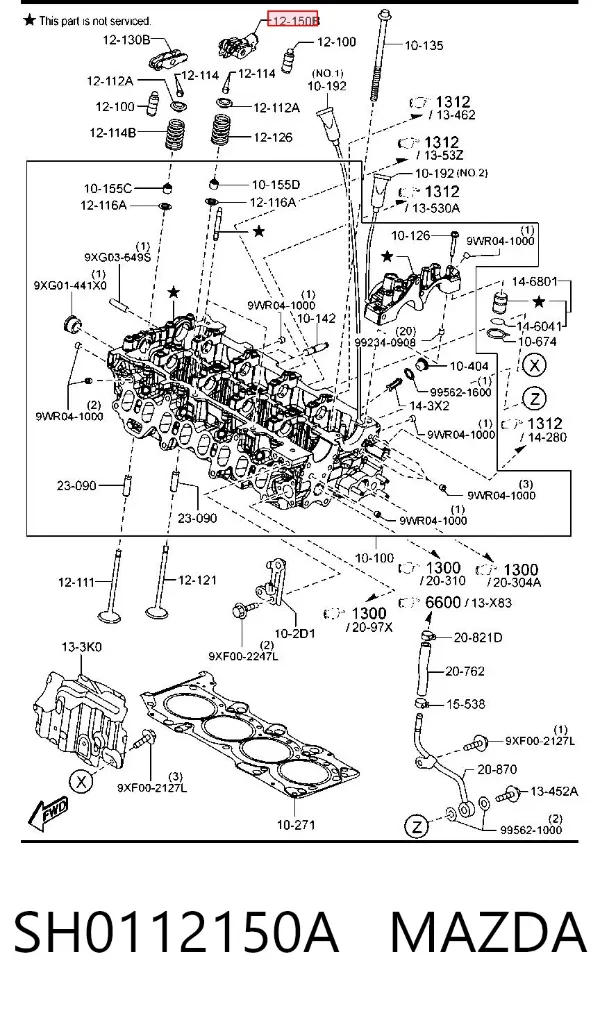 Dźwigienka zaworu wydechowego SH0112150A Mazda