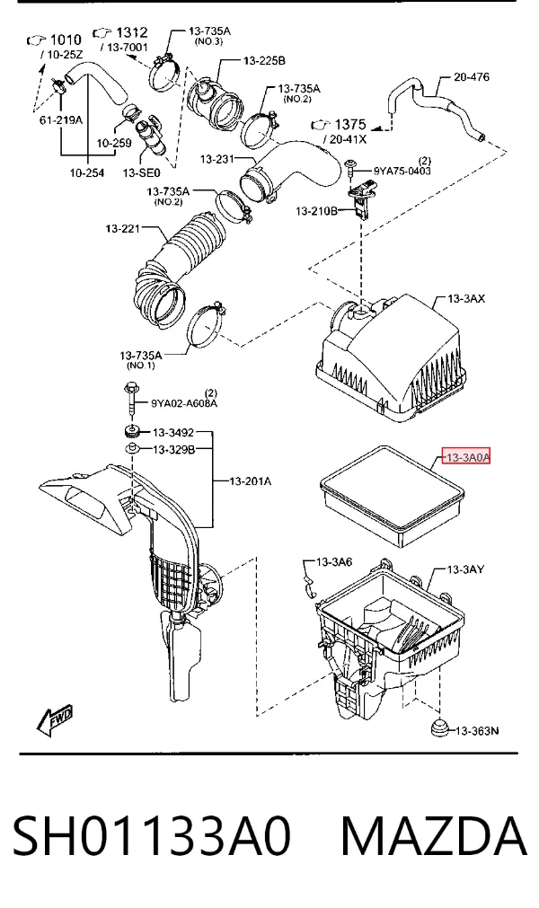 Filtr powietrza SH01133A0 Mazda