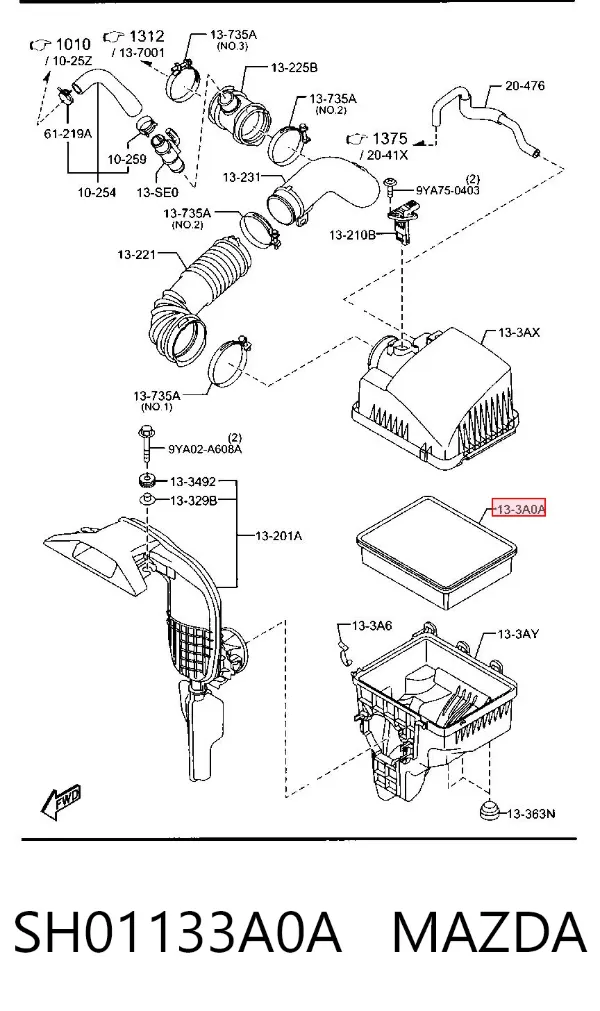 Filtr powietrza SH01133A0A Mazda
