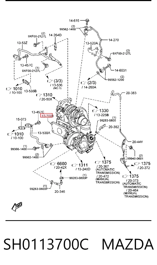 Turbina SH0113700C Mazda