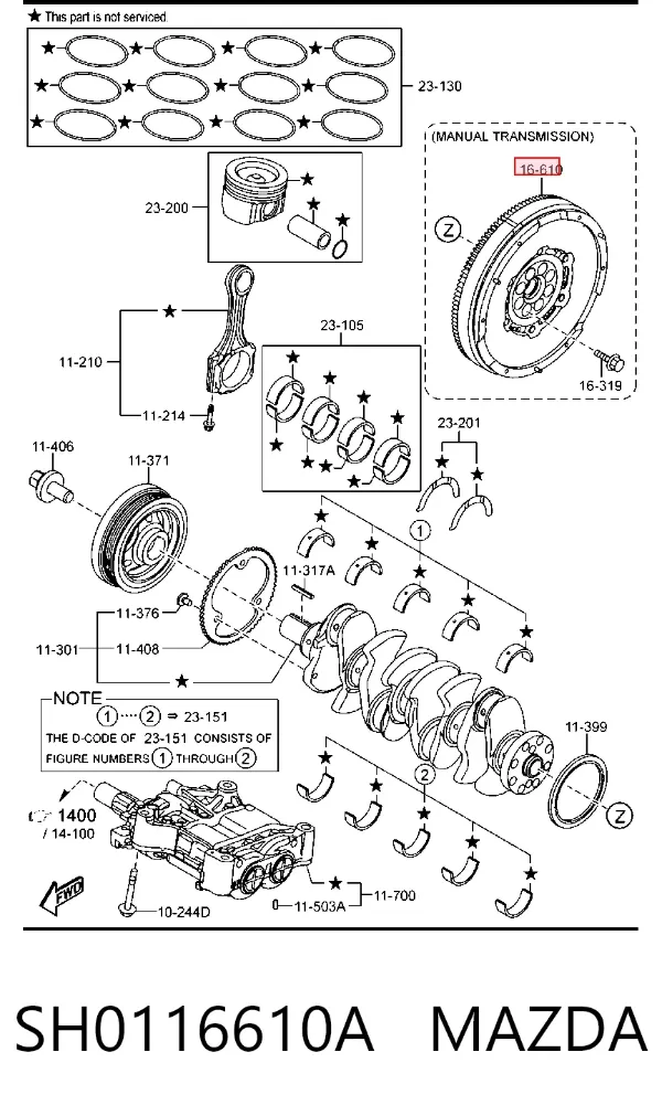 Koło zamachowe silnika SH0116610A Mazda