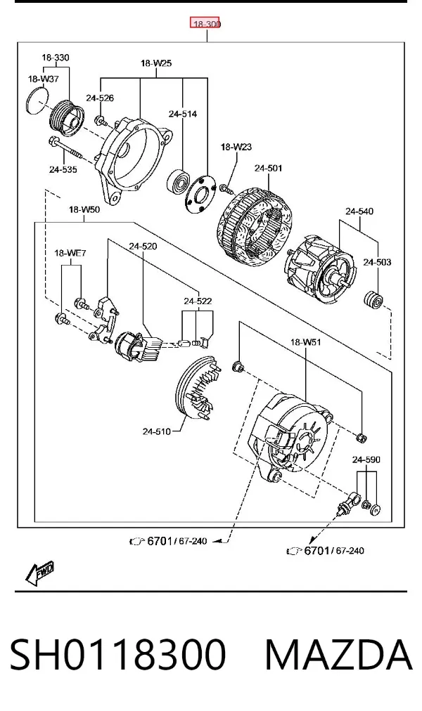 Alternator SH0118300 Mazda