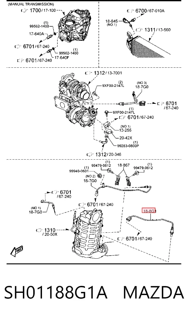 Sonda lambda, czujnik tlenu SH01188G1A Mazda