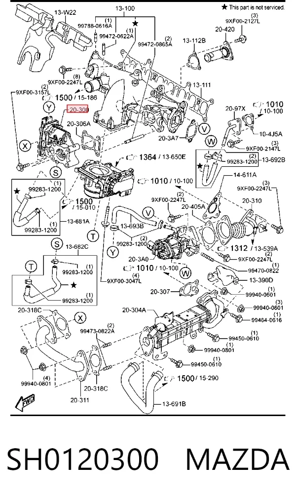 Zawór recyrkulacji spalin EGR SH0120300 Mazda
