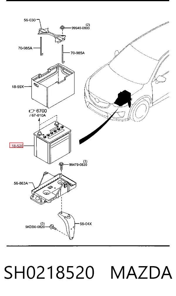 Bateria (akumulator) SH0218520 Mazda