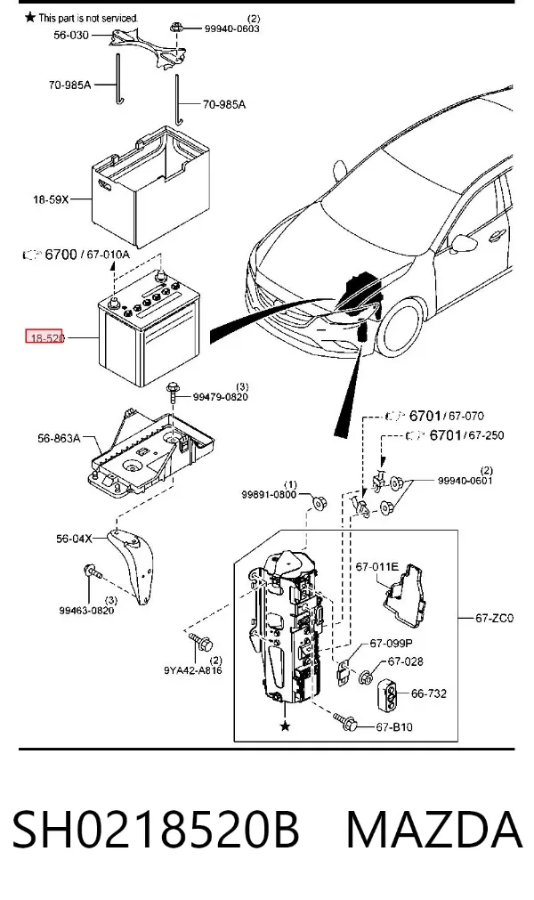 Bateria (akumulator) SH0218520B Mazda