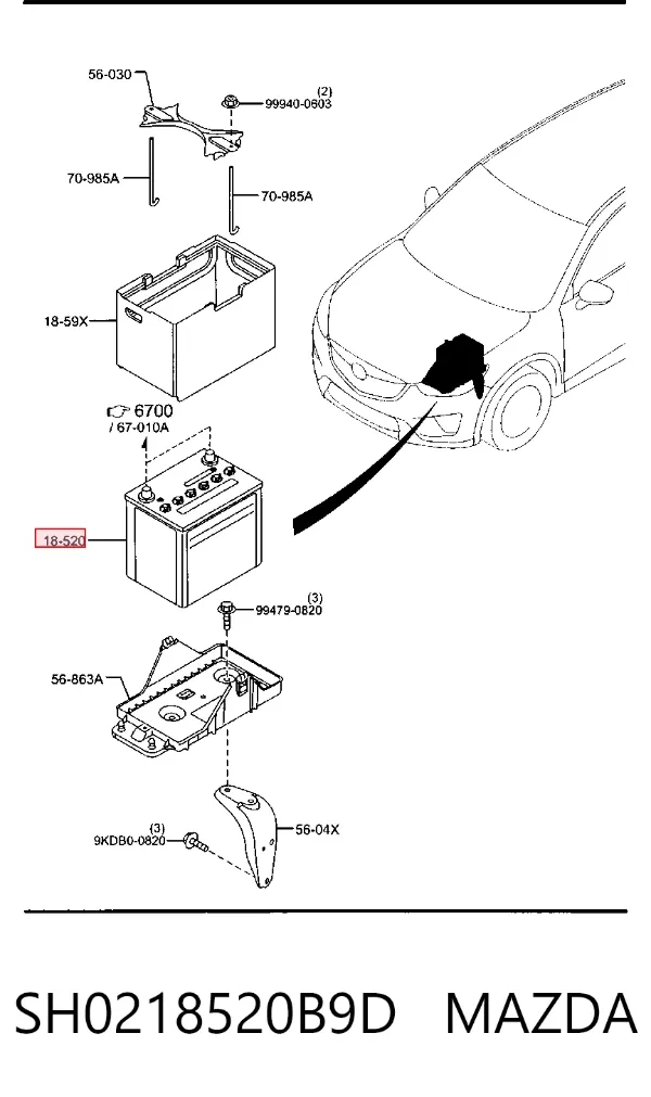 Bateria (akumulator) SH0218520B9D Mazda