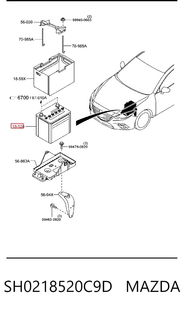 Bateria (akumulator) SH0218520C9D Mazda