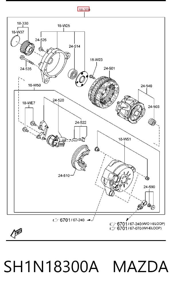 Alternator SH1N18300A Mazda