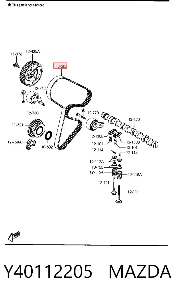 Pasek rozrządu Y40112205 Mazda