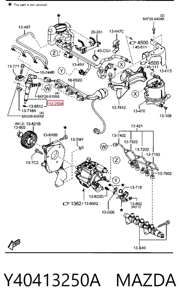 Wtryskiwacz paliwa Y40413250A Mazda