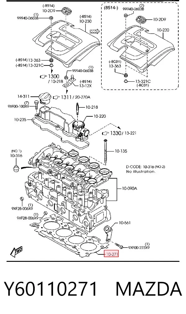 Uszczelka głowicy cylindrów Y60110271 Mazda