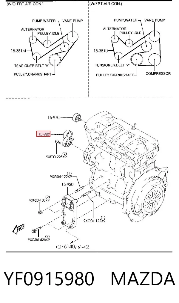 Napinacz paska napędowego YF0915980 Mazda