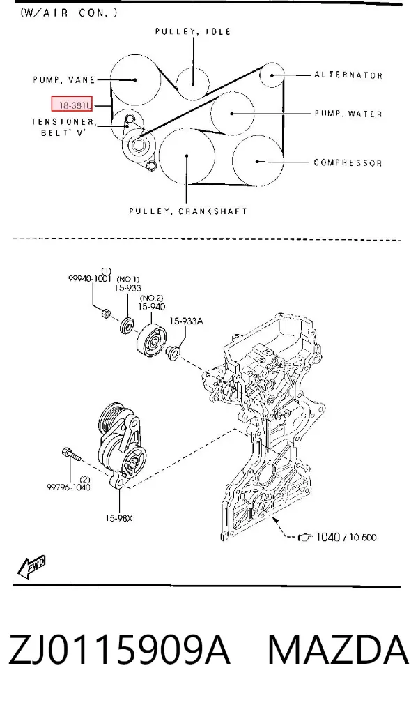 Pas napędowy mechanizmów ZJ0115909A Mazda