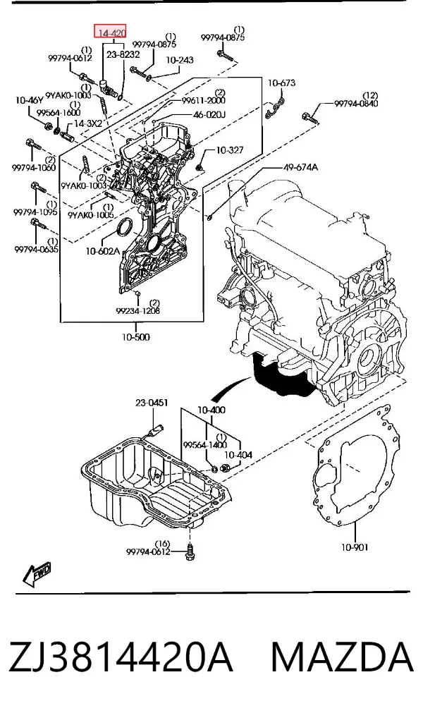 Zawór elektromagnetyczny faz rozrządu ZJ3814420A Mazda