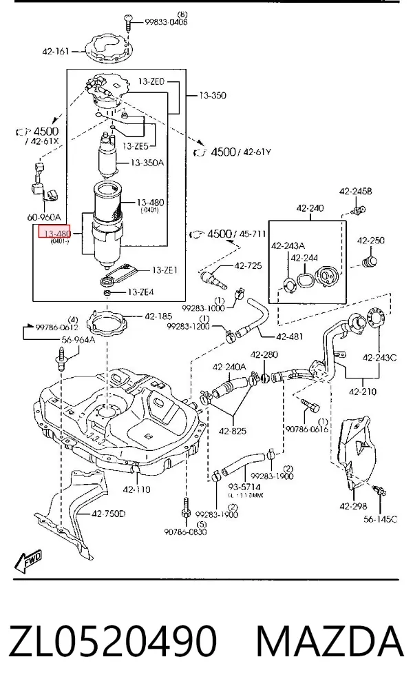 Filtr paliwa ZL0520490 Mazda