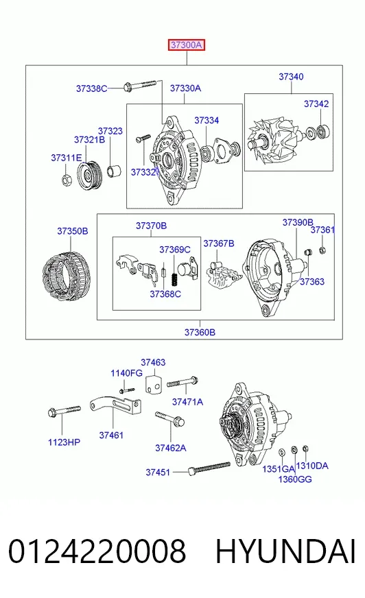 Alternator 0124220008 Hyundai/Kia