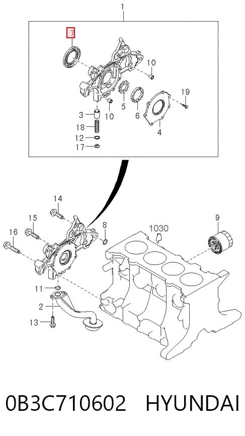 Uszczelniacz wału korbowego przedni 0B3C710602 Hyundai/Kia