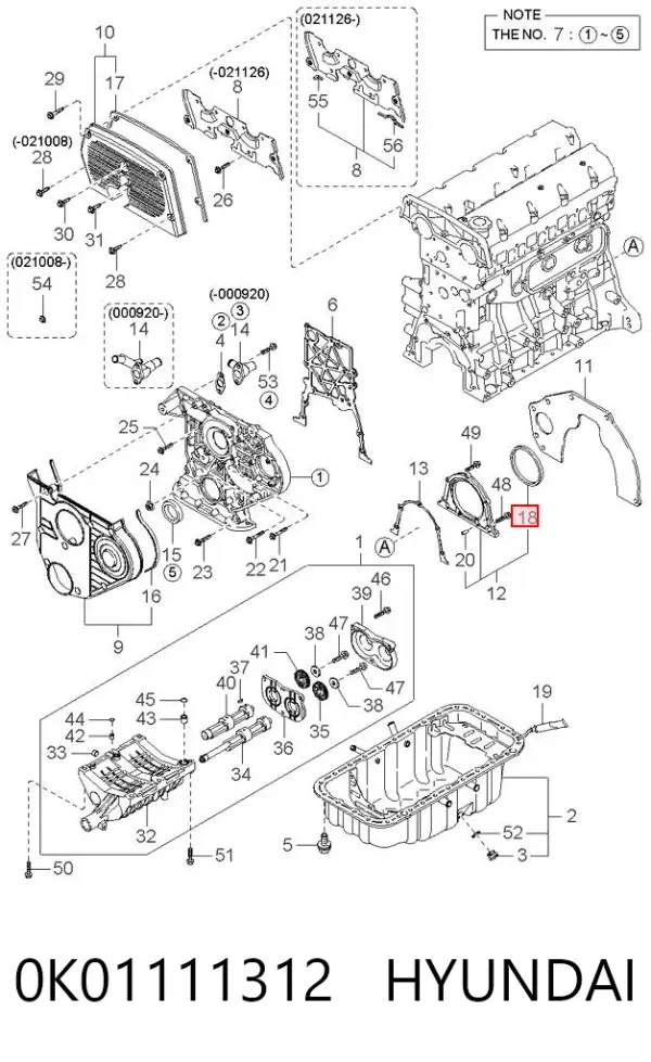 Uszczelniacz wału korbowego silnika tylny 0K01111312 Hyundai/Kia