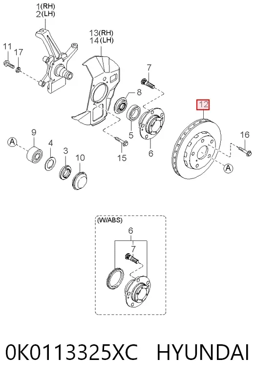 Tarcza hamulcowa przednia 0K0113325XC Hyundai/Kia