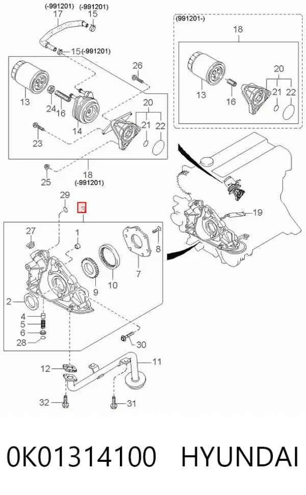 Pompa oleju 0K01314100 Hyundai/Kia