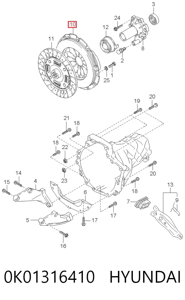 Docisk sprzęgła 0K01316410 Hyundai/Kia